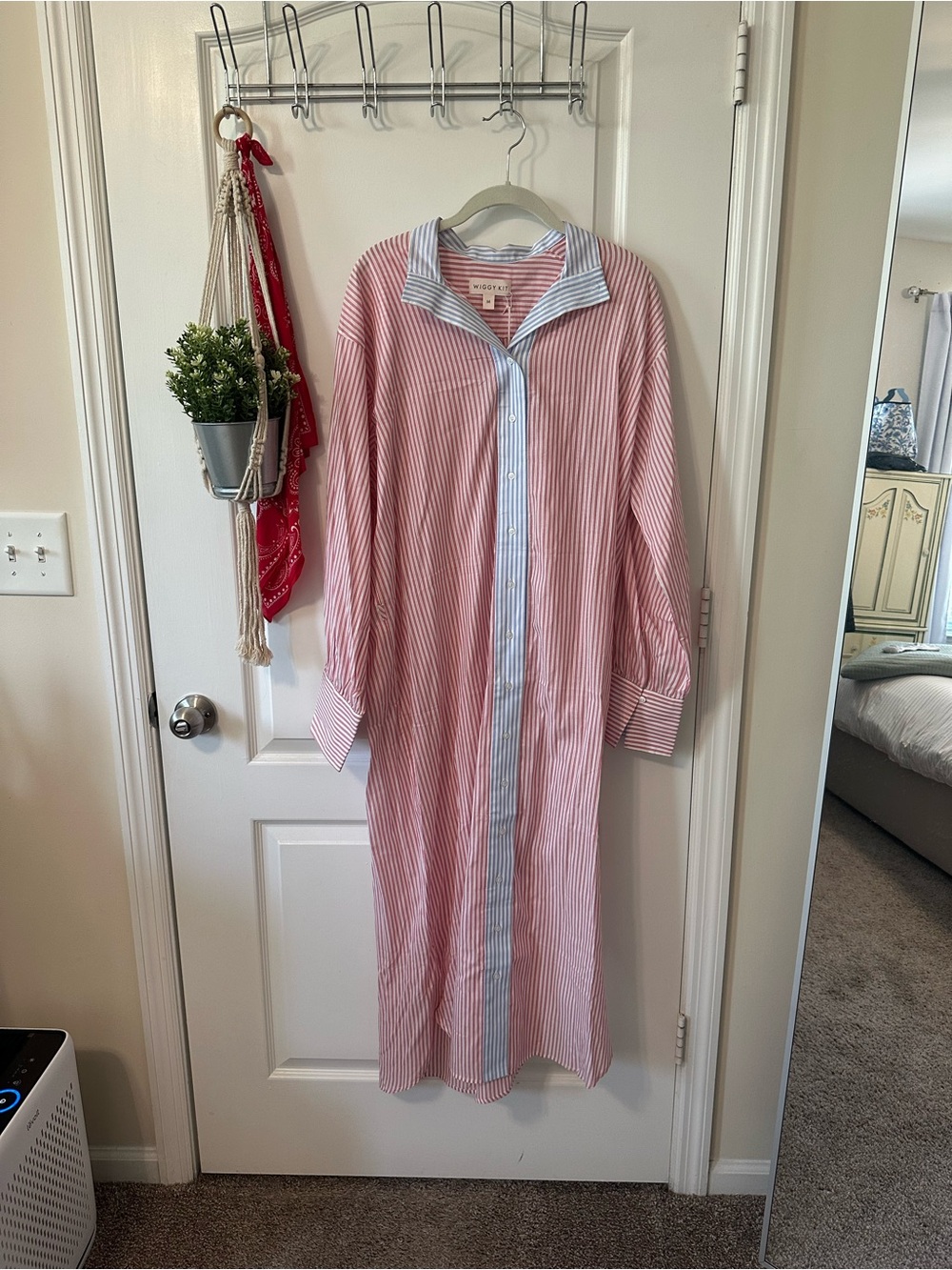 NWT WIGGY KIT Montauk Shirt Dress Blue & Red Striped Cotton